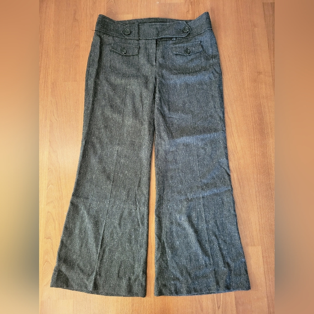 Smart Set Black/Dark Grey Herringbone Pants With White Flecks, Women's Size 8